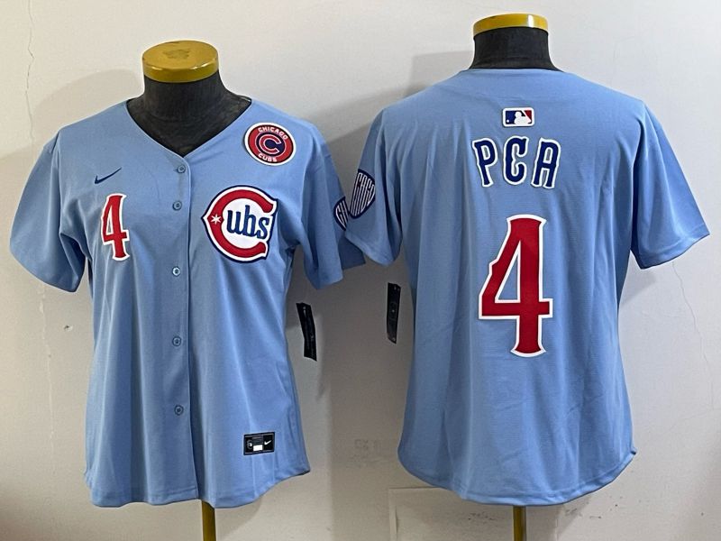 Youth Chicago Cubs #4 Pga Light blue Throwback Nike MLB 2025 jersey 04